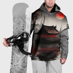 Накидка на куртку 3D с принтом Домик на озере , 100% полиэстер |  | 