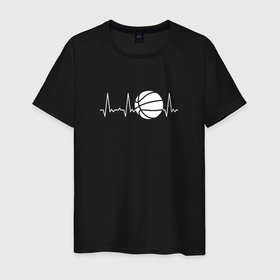 Мужская футболка хлопок с принтом Баскетбол в сердце в Екатеринбурге, 100% хлопок | прямой крой, круглый вырез горловины, длина до линии бедер, слегка спущенное плечо. | 