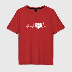 Мужская футболка хлопок Oversize с принтом Боулинг в сердце, кегли в Белгороде, 100% хлопок | свободный крой, круглый ворот, “спинка” длиннее передней части | Тематика изображения на принте: 