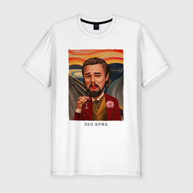 Мужская футболка хлопок Slim с принтом Леонардо Дикаприо Крик в Санкт-Петербурге, 92% хлопок, 8% лайкра | приталенный силуэт, круглый вырез ворота, длина до линии бедра, короткий рукав | Тематика изображения на принте: 