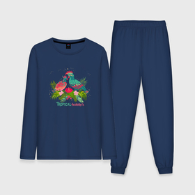Мужская пижама с лонгсливом хлопок с принтом Влюбленные попугаи среди тропических листьев ,  |  | 