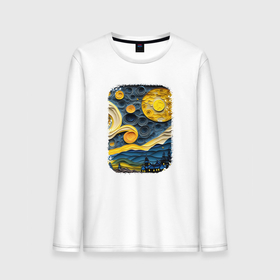 Мужской лонгслив хлопок с принтом Starry Night Voyage в Курске, 100% хлопок |  | Тематика изображения на принте: 