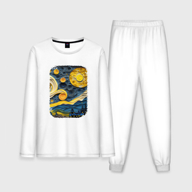 Мужская пижама с лонгсливом хлопок с принтом Starry Night Voyage в Курске,  |  | Тематика изображения на принте: 