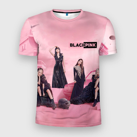 Мужская футболка 3D Slim с принтом Blackpink poster в Рязани, 100% полиэстер с улучшенными характеристиками | приталенный силуэт, круглая горловина, широкие плечи, сужается к линии бедра | Тематика изображения на принте: 