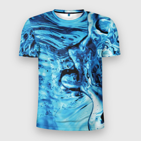 Мужская футболка 3D Slim с принтом Водная фантазия в Новосибирске, 100% полиэстер с улучшенными характеристиками | приталенный силуэт, круглая горловина, широкие плечи, сужается к линии бедра | 