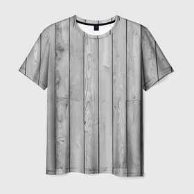 Мужская футболка 3D с принтом Серые доски в Тюмени, 100% полиэфир | прямой крой, круглый вырез горловины, длина до линии бедер | 