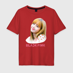 Мужская футболка хлопок Oversize с принтом Lisa  Blackpink , 100% хлопок | свободный крой, круглый ворот, “спинка” длиннее передней части | 