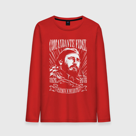 Мужской лонгслив хлопок с принтом Comandante Fidel в Санкт-Петербурге, 100% хлопок |  | Тематика изображения на принте: 
