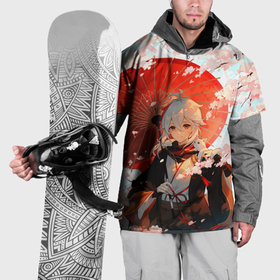 Накидка на куртку 3D с принтом Казуха с зонтиком   Геншин Импакт , 100% полиэстер |  | Тематика изображения на принте: 