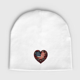 Мужская шапка демисезонная с принтом Сердце с цветами флаг США ,  |  | 