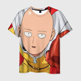 Мужская футболка 3D с принтом Saitama big в Кировске, 100% полиэфир | прямой крой, круглый вырез горловины, длина до линии бедер | 