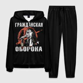 Мужской костюм 3D с принтом Гражданская Оборона   анархист в Новосибирске, 100% полиэстер | Манжеты и пояс оформлены тканевой резинкой, двухслойный капюшон со шнурком для регулировки, карманы спереди | Тематика изображения на принте: 