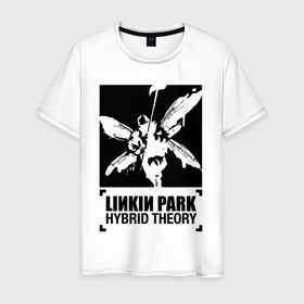 Мужская футболка хлопок с принтом LP Hybrid Theory в Петрозаводске, 100% хлопок | прямой крой, круглый вырез горловины, длина до линии бедер, слегка спущенное плечо. | Тематика изображения на принте: 