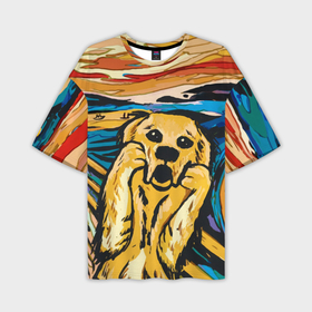 Мужская футболка oversize 3D с принтом Крик собаки в Кировске,  |  | 