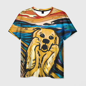 Мужская футболка 3D с принтом Крик собаки , 100% полиэфир | прямой крой, круглый вырез горловины, длина до линии бедер | 