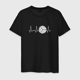 Мужская футболка хлопок с принтом Сердце волейболиста в Белгороде, 100% хлопок | прямой крой, круглый вырез горловины, длина до линии бедер, слегка спущенное плечо. | 