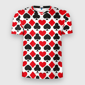 Мужская футболка 3D Slim с принтом Масти карточные   символика в Новосибирске, 100% полиэстер с улучшенными характеристиками | приталенный силуэт, круглая горловина, широкие плечи, сужается к линии бедра | Тематика изображения на принте: 