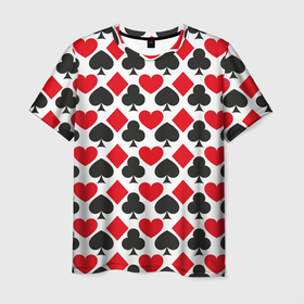 Мужская футболка 3D с принтом Масти карточные   символика в Санкт-Петербурге, 100% полиэфир | прямой крой, круглый вырез горловины, длина до линии бедер | 
