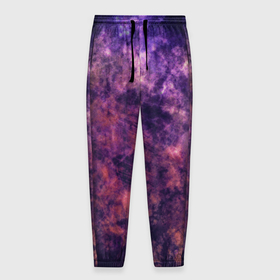 Мужские брюки 3D с принтом Текстура   Purple galaxy в Петрозаводске, 100% полиэстер | манжеты по низу, эластичный пояс регулируется шнурком, по бокам два кармана без застежек, внутренняя часть кармана из мелкой сетки | 