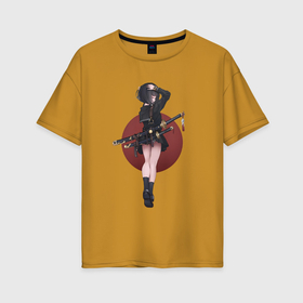 Женская футболка хлопок Oversize с принтом Аниме девочка онна бугэйся в Белгороде, 100% хлопок | свободный крой, круглый ворот, спущенный рукав, длина до линии бедер
 | 