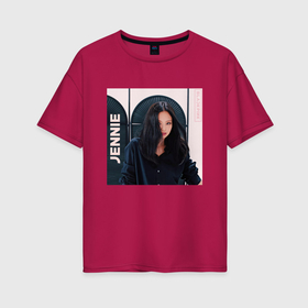 Женская футболка хлопок Oversize с принтом Blackpink Jennie в Тюмени, 100% хлопок | свободный крой, круглый ворот, спущенный рукав, длина до линии бедер
 | 