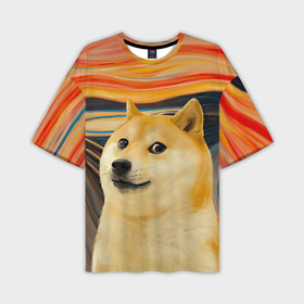 Мужская футболка oversize 3D с принтом Собака Доге пародия на Крик в Санкт-Петербурге,  |  | 