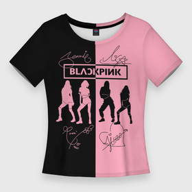 Женская футболка 3D Slim с принтом Blackpink силуэт девушек ,  |  | 