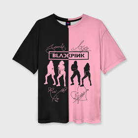 Женская футболка oversize 3D с принтом Blackpink силуэт девушек в Тюмени,  |  | 