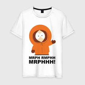 Мужская футболка хлопок с принтом Кенни говорит Южный парк в Новосибирске, 100% хлопок | прямой крой, круглый вырез горловины, длина до линии бедер, слегка спущенное плечо. | 