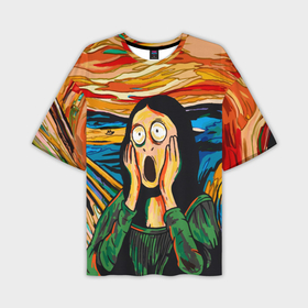 Мужская футболка oversize 3D с принтом Мона Лиза в стиле картины Крик в Курске,  |  | Тематика изображения на принте: 