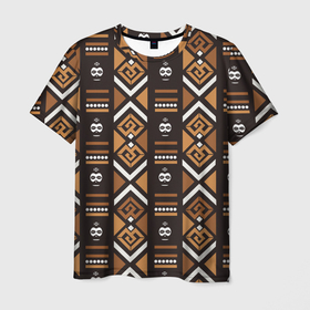 Мужская футболка 3D с принтом African узор в Петрозаводске, 100% полиэфир | прямой крой, круглый вырез горловины, длина до линии бедер | 