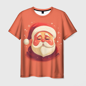Мужская футболка 3D с принтом Портрет Деда Мороза в Кировске, 100% полиэфир | прямой крой, круглый вырез горловины, длина до линии бедер | 