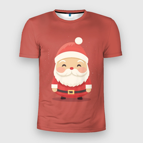 Мужская футболка 3D Slim с принтом Санта Клаус: арт нейросети в Санкт-Петербурге, 100% полиэстер с улучшенными характеристиками | приталенный силуэт, круглая горловина, широкие плечи, сужается к линии бедра | 