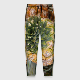 Мужские брюки 3D с принтом Ананасы pineapple в Петрозаводске, 100% полиэстер | манжеты по низу, эластичный пояс регулируется шнурком, по бокам два кармана без застежек, внутренняя часть кармана из мелкой сетки | 