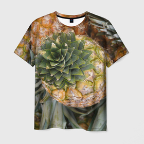 Мужская футболка 3D с принтом Ананасы pineapple в Екатеринбурге, 100% полиэфир | прямой крой, круглый вырез горловины, длина до линии бедер | 