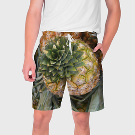 Мужские шорты 3D с принтом Ананасы pineapple в Петрозаводске,  полиэстер 100% | прямой крой, два кармана без застежек по бокам. Мягкая трикотажная резинка на поясе, внутри которой широкие завязки. Длина чуть выше колен | 