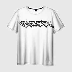Мужская футболка 3D с принтом Каллиграфия Street белая в Екатеринбурге, 100% полиэфир | прямой крой, круглый вырез горловины, длина до линии бедер | 