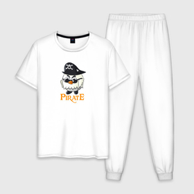 Мужская пижама хлопок с принтом Chicken Gun: Пират в Тюмени, 100% хлопок | брюки и футболка прямого кроя, без карманов, на брюках мягкая резинка на поясе и по низу штанин
 | Тематика изображения на принте: 