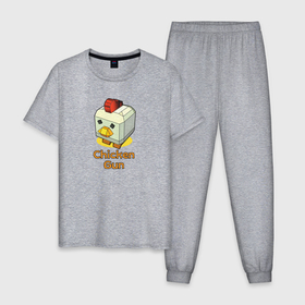 Мужская пижама хлопок с принтом Chicken Gun: цыпленок в Тюмени, 100% хлопок | брюки и футболка прямого кроя, без карманов, на брюках мягкая резинка на поясе и по низу штанин
 | 