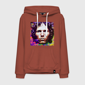 Мужская толстовка хлопок с принтом Jim Morrison Glitch 25 Digital Art в Кировске, френч-терри, мягкий теплый начес внутри (100% хлопок) | карман-кенгуру, эластичные манжеты и нижняя кромка, капюшон с подкладом и шнурком | 
