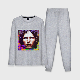 Мужская пижама с лонгсливом хлопок с принтом Jim Morrison Glitch 25 Digital Art в Кировске,  |  | 