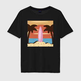Мужская футболка хлопок Oversize с принтом Летний отдых на пляже в Петрозаводске, 100% хлопок | свободный крой, круглый ворот, “спинка” длиннее передней части | 