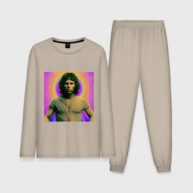 Мужская пижама с лонгсливом хлопок с принтом Jim Morrison Galo Glitch Art в Тюмени,  |  | Тематика изображения на принте: 