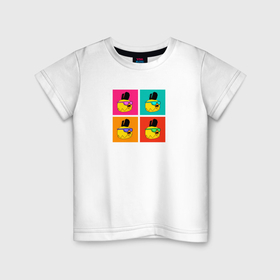 Детская футболка хлопок с принтом Chicken Gun: цветные квадраты в Курске, 100% хлопок | круглый вырез горловины, полуприлегающий силуэт, длина до линии бедер | 