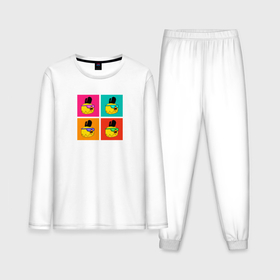 Мужская пижама с лонгсливом хлопок с принтом Chicken Gun: цветные квадраты в Тюмени,  |  | Тематика изображения на принте: 