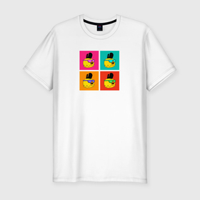 Мужская футболка хлопок Slim с принтом Chicken Gun: цветные квадраты в Тюмени, 92% хлопок, 8% лайкра | приталенный силуэт, круглый вырез ворота, длина до линии бедра, короткий рукав | Тематика изображения на принте: 