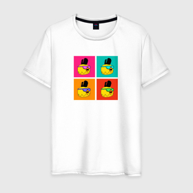 Мужская футболка хлопок с принтом Chicken Gun: цветные квадраты в Санкт-Петербурге, 100% хлопок | прямой крой, круглый вырез горловины, длина до линии бедер, слегка спущенное плечо. | 