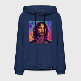 Мужская толстовка хлопок с принтом Jim Morrison Strange colors Art в Кировске, френч-терри, мягкий теплый начес внутри (100% хлопок) | карман-кенгуру, эластичные манжеты и нижняя кромка, капюшон с подкладом и шнурком | 