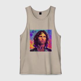 Мужская майка хлопок с принтом Jim Morrison Strange colors Art , 100% хлопок |  | 
