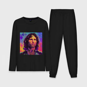 Мужская пижама с лонгсливом хлопок с принтом Jim Morrison Strange colors Art в Тюмени,  |  | Тематика изображения на принте: 